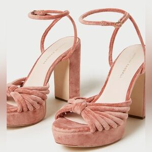 Loeffler Randall Rivka Blush Knot Platform Sandal Velvet Size 8